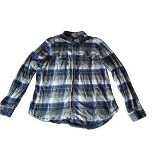 George Plaid Flannel Shirt 2XLT Men's Long Sleeve Button‎ Up Top